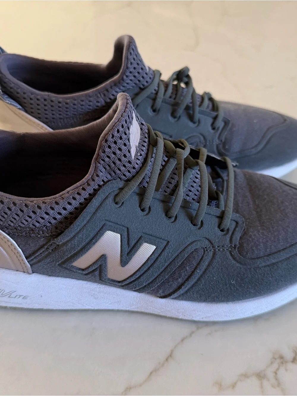 New Balance Women's Charcoal Gray and White Lightweight Sneakers